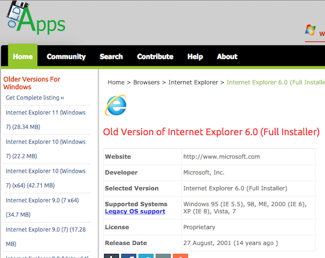 Internet explorer 6 download